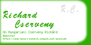 richard cserveny business card